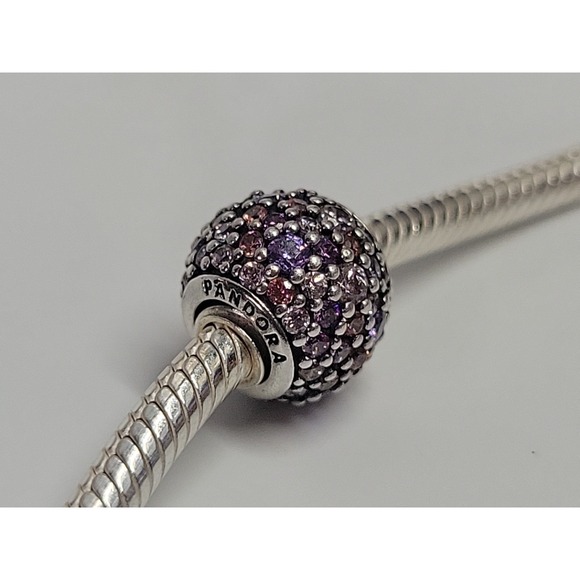 Pandora Sterling Bead Charm 925 Pave Lights Multi-Color Crystals Pink Purple - Picture 1 of 4